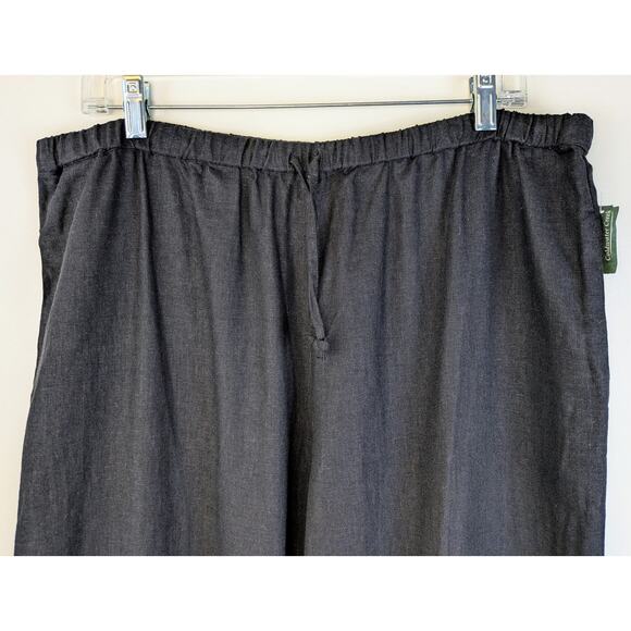 NEW Coldwater Creek Pants XL Black Linen Blend High Rise Drawstring Flowy Comfy - Picture 3 of 9